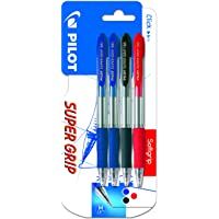Pilot Spain Super Grip - Bolígrafo retráctil con tinta base aceite- 4 unidades- multicolor